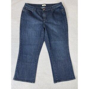 Coldwater Creek Mid-Rise Capri Jeans Women's 14 Dark Wash Natural Fit Cropped